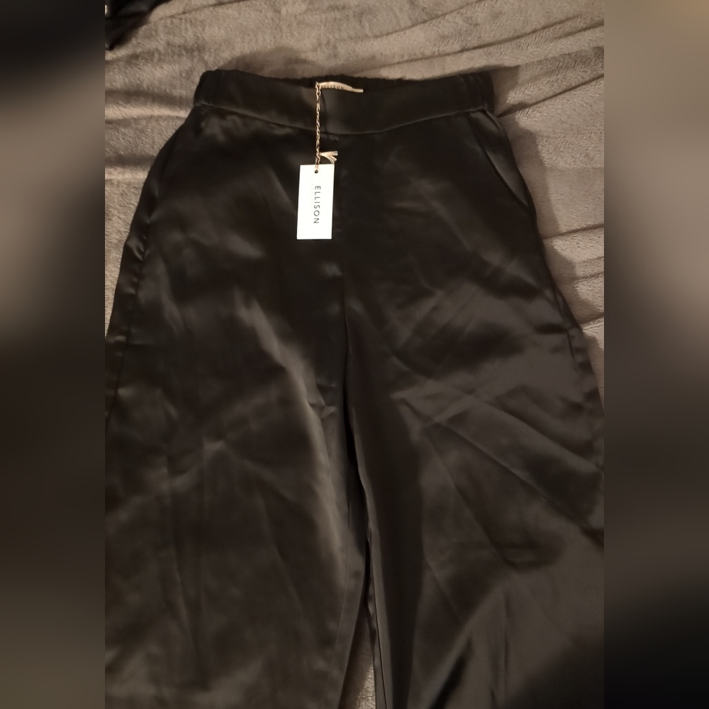 Brand new with tags Ellison satin black wide legged pants